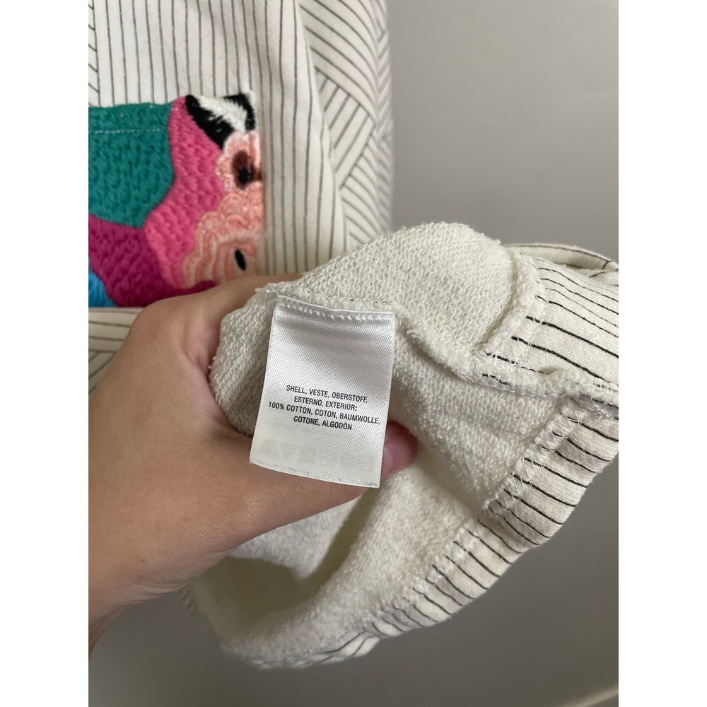 Anthropologie Postmark Embroidered Pocket Striped Sweatshirt Size Large - Picture 8 of 11